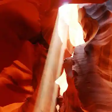 Antelope Canyon sandstone walls with light beams